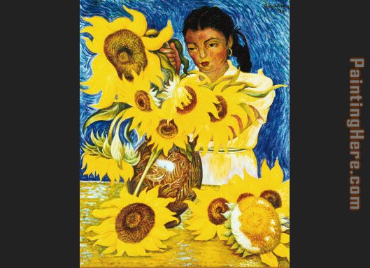 Diego Rivera Muchacha con Girasoles